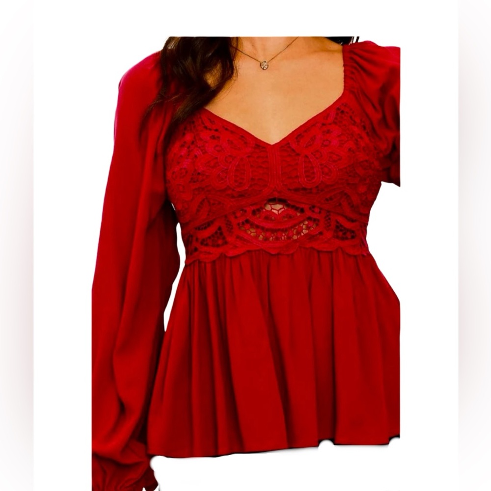CROCHET STYLE PEPLUM TOP- Size medium